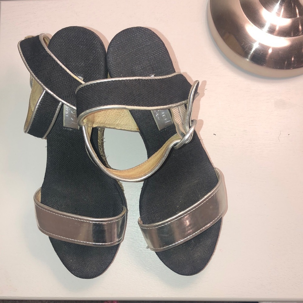 REDUCED!Anthropologie Maypol Made in Spain Silver/Black Espadrilles Size 38/ 7.5